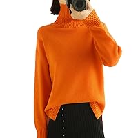 Autumn and Winter 100% Wool Sweater Women's Turtleneck Thickened Pullover Sweater Versatile Bottoming Shirt