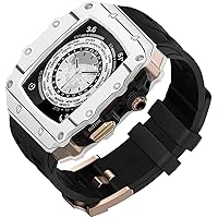 Carbon Fiber Watch Case，For Apple Watch 8 7 45mm，Fluorine Rubber rm Mod Kit Watch Strap Frame Bezel Modification Set，For iWatch 6 5 4 SE 44mm