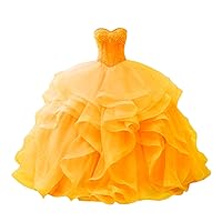 Women's Sweetheart Beaded Crystal Quinceanera Dresses Ruffles Ball Gowns