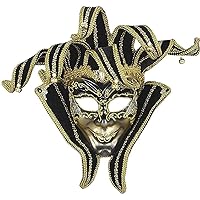 Forum Novelties Men's Venetian Style Jester Mask, Gold/Black, One Size