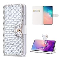 for Samsung Galaxy S10 Plus Wallet Case Luxury Bling Diamond Card Holder Slot Women Case with Stand Feature Sparkle Crystal Bowknot Shockproof Non-Slip Fashion Flip Case Cover for Galaxy S10 Plus