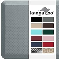 KANGAROO Thick Ergonomic Anti Fatigue Cushioned Kitchen Floor Mats, Standing Office Desk Mat, Waterproof Scratch Resistant Topside, Supportive All Day Comfort Padded Foam Rugs, 17x24, Gray