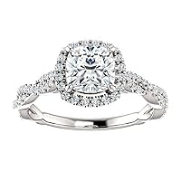 Nitya Jewels 2.50 CT Cushion Cut Moissanite Engagement Ring Handmade Diamond Set Solitaire Wedding Ring Bridal Her Women Ring For Gift
