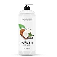 Majestic Pure Fractionated Coconut Oil - Relaxing Massage Oil, Liquid Carrier Oil for Diluting Essential Oils - Skin, Lip, Body & Hair Oil Moisturizer & Softener - 16 fl oz