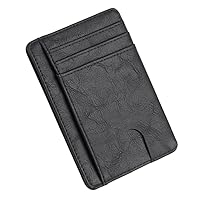 Slim Minimalist Front Pocket RFID Blocking Leather Wallets for Men Women (black)