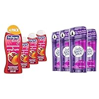 Body Wash, Pomegranate & Mango Spritz Body Wash, 20 Fl Oz (Pack of 4) & Lady Speed Stick Invisible Dry Antiperspirant Deodorant, Shower Fresh, 2.3oz, 4 Pack