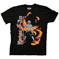 Ripple Junction One Piece Men's Short Sleeve T-Shirt Portgas D. Ace Fire Fist Whitebeard Pirate Commander Officially Licensed