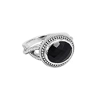 Black Onyx Split Shank Solid 925 Sterling Silver Ring Jewelry
