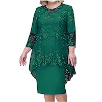 Women's Lace Dress Two Piece Embroidered Print Flowy Evening Party Dresses Mesh Party Loose Fit Going Out Dresses