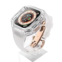 VEVEL Clear Watch Case, for Apple Watch Ultra 49mm, DIY Refit Mod Kit Luxury Rubber Band Bezel for iWatch Ultra 49mm Bracelet