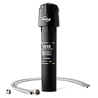 iSpring US15D Water Filter Under Sink, 15k Gallons Capacity, Leak-Free Direct Connect Water Filter System for Kitchen, RV, Apartment, Easy DIY Installation, Reduce Odor, Chlorine, Heavy Metals, Black