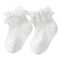 Liangchengmei-Baby Lace Socks Girls Ruffle Socks Soft Pleated Socks Princess Dress Socks Suitable for 0-2 Years Old Babies