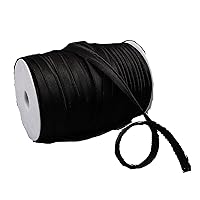 1/2 Inch Satin bias Tape with Lip Cotton Fabric Cord Edge Rope Ribbon Upholstery Sewing Piping Trims Pack of 87yards (Black #4)