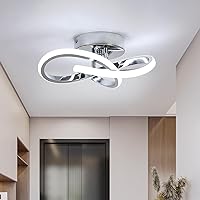 Modern LED Ceiling Light 22W LED Flush Mount Ceiling Light Fixtures Spiral Design Close to Ceiling Laights for Hallway Corridor Aisle Balcony Kitchen Cool White Light Ceiling Lights (Silver)