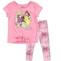Disney Princess Toddler Girls' Tie-Front Top and Legging Set, Pink (2T)