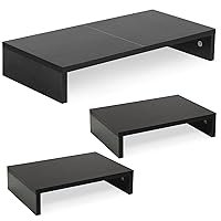TEAMIX 2 Pack Black Monitor Stand Riser and 1 Pack 20 inch Black Monitor Stand Riser for Computer Desk Home Office Organization.