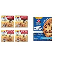 Atkins Soft Baked Energy Bars, Blueberry, 15g Protein, 4 Packs (5 Bars Each) and Atkins Chocolate Chip Protein Cookie, 4 Count