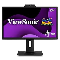 ViewSonic VG2440V 24 Inch 1080p IPS Video Conferencing Monitor with Integrated 2MP -Camera, Microphone, Speakers, Eye Care, Ergonomic Design, HDMI DisplayPort VGA Inputs for Home and Office,Black