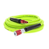 Air Hose with ColorConnex Industrial Type D Coupler and Plug, 1/4 in. x 25 ft., Heavy Duty, Lightweight, Hybrid, ZillaGreen - HFZ1425YW2-D