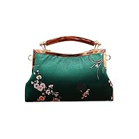 Classy Handcrafted Silk Brocade Handbag Everyday Weekend Crossbody Bag Kiss Lock Travel Shoulder Bag #107