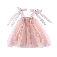 Toddler Girl's Sleeveless Lace Up Tulle Pommel Dress for 1 to 5 Years Baby Clothes Dress