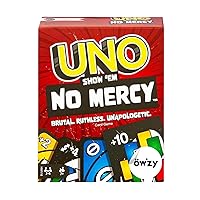 UNO, Show ‘em No Mercy, Game Card, Kids, Adults, Family Night, 2-10 Players, Iconic Characters, Engaging Gameplay, Develop Strategies & Skills W Random Keychain