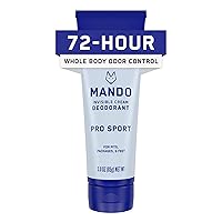 Mando Whole Body Deodorant For Men - Invisible Cream - 72 Hour Odor Control - Aluminum Free, Baking Soda Free, Skin Safe - 3 Ounce Tube (Pro Sport)