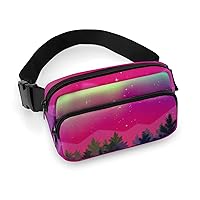 Northern Lights and Spruce Forest Fashion Crossbody Fanny Pack Waterproof Waist Bag Belt Bag for Men Women