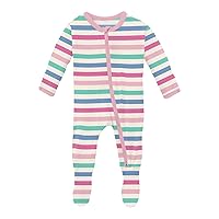 KicKee Print Footies with Zipper, Super Soft One-Piece Jammies, Sleepwear for Babies and Kids, Spring 1