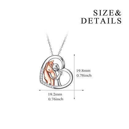 YFN Horse Pendant Necklace Jewelry 925 Sterling Silver Girls Embrace Horse Gift For Women Girls (Horse with Girl Necklace)