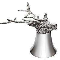 Pewter Jigger Measure or Stirrup Cup with Stag Head 3 oz Stands on its Head When in Use Cast Pewter Stag Head