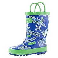 OAKI Kids Waterproof Rubber Rain Boots with Easy-On Handles