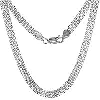 Sterling Silver 6mm Bismark Chain Necklaces for Women 4-row Nickel Free Italy available 16-30 inch sizes