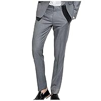 Men's Slim Fit Wrinkle-Free Dress Pants Flat Front Business Suit Pants for Men