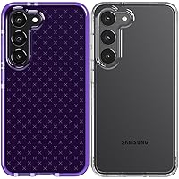 tech21 Evo Check for Samsung Galaxy S23 - Digi Purple 16ft Drop Protecion Shockproof & Evo Clear for Samsung Galaxy S23 - Anti Yellowing Scratch Resistant