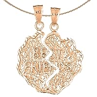 Saying Necklace | 14K Rose Gold Breakable Best Friends Saying Pendant with 18