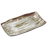 Yamasita Craft 17504-178 White Brush Atka Mackerel Plate, 6.8 x 11.7 x 1.3 inches (17.3 x 29.7 x 3.3 cm)