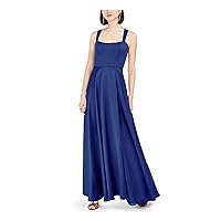 XSCAPE Womens Blue Sleeveless Square Neck Full-Length Evening Fit + Flare Dress Petites 8P