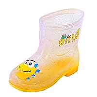 Kids Rain Boots Toddler Girls & Boys Rain Boots Memory Foam Insole and Easy-on Handles Small Rain Boots (A-Yellow, 9 Toddler)