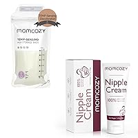 Momcozy 100% Natural Nipple Cream, 120 Count & Disposable Milk Storing Bags