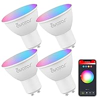 GU10 Smart Bulb 4 Pack, RGBCW Color Changing Alexa LED Light Bulbs 5W - WiFi Track Light Bulbs Dimmable Music Sync 2.4G WiFi Smart Bulbs Compatible with Google Assistant for Kitchen, Bedroom
