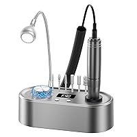 Electric Nail Drill Machine, 40000RPM Professional Efile Nail Drill Kit for Gel Acrylic Nails,High Speed Low Vibration Low Heat Nail Grinding with LED Light, 7 Bits, F/R Rotation, LCD Screen (Grey)