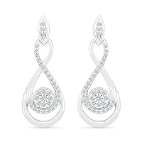 DGOLD 10kt Gold Round White Diamond Infinity Cluster Earrings (1/3 cttw)