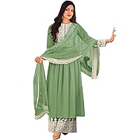 South Asian Women's Wear Designer Straight Shalwar Kameez Palazzo Dupatta Dresses