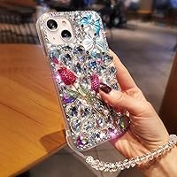 for Bling Diamond Phone Case for iPhone 11 14 Pro Max Transparent Rhinestone Gir's Rose Cases for iPhone 12 13 Pro Max,Clear,for iPhone X