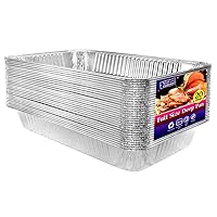 Aluminum Deep Foil Pans Full Size, Large Disposable Roasting & Baking Pan, 21