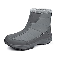 SILENTCARE Men's Warm Snow Boots, Fur Lined Waterproof Winter Shoes, Anti-Slip Lightweight Ankle Boot