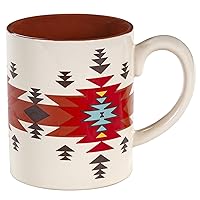 Paseo Road by HiEnd Accents Del Sol Aztec 4 Piece Ceramic Dinnerware Mug Set, Southwestern Rustic Cabin Lodge Style