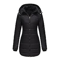 Long Winter Coats for Women Women's Fashion Solid Colour Removable Hood Long Sleeve Warm Jacket Cotton Coat