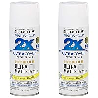 Rust-Oleum 331181 Painter's Touch 2X Ultra Cover Spray Paint, 12 oz, Ultra Matte White (Pack of 2)